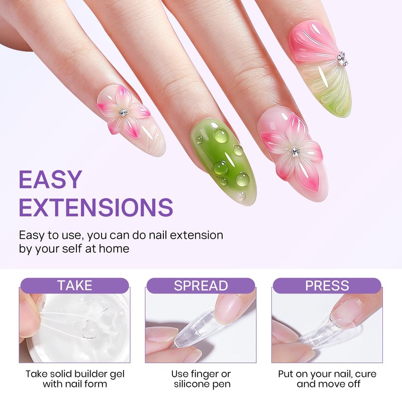 3D Sculpting Gel for Nail Art, 2PCS Clear and White