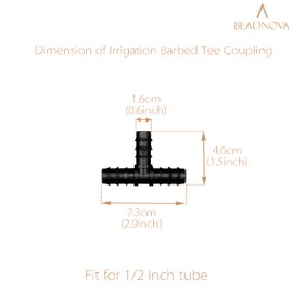 BEADNOVA Drip Irrigation Parts 10 Pcs 1/2 Inch Barbed Tee Couplings Drip Irrigation Fittings Drip Line Connectors for 1/2 Inch Irrigation Tubing Garden Watering System (10pcs)