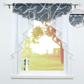 SCHOAL net curtains, kitchen, bistro curtains, voile transparent short curtains, small window curtains with ruffle tape/drawstring.