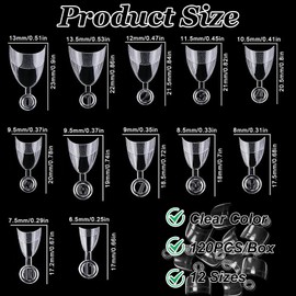 120 PCS Short Almond Nail Tips, 12 Sizes Clear False Nails, Durable Press-On Nails for DIY Manicure, Easy-to-Use Acrylic Nail Tips for Nail Art, Perfect for Salon or Home Use