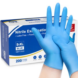Schneider Nitrile Exam Gloves, Small, 200-ct Box, 4 mil, Blue Gloves Disposable Latex Free, Powder Free Medical Gloves for Cooking, Cleaning, Examination