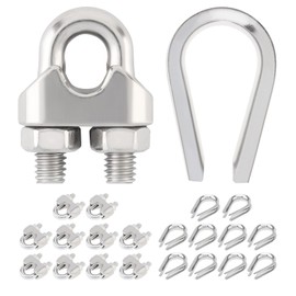 10pcs 1/4 Inch Cable Clamps,10pcs M6 Stainless Steel Wire Rope Thimbles, M6 Wire Rope Clip U Bolt Saddle Fastener Cable Thimbles Rigging for 1/4” Diameter 6mm Steel Wire Rope