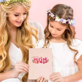 SETRUE Mother's Day Pop Up Card, 3D Greeting Card with Envelope and Note Tag for Mother's Day Best Mom Women Wife Daughter Grandma