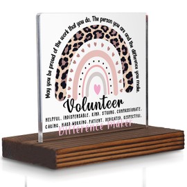 Volunteer Appreciation Gift Desk Sign Leopard Rainbow Decor, Motivational Thank You Plaque for Community Helpers PA083