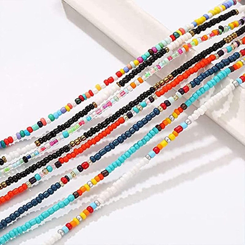 Colrid Pack of 8 Colourful Anklets, Boho Anklets, Adjustable Foot