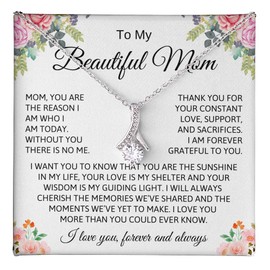 JERSURY To My Mom Necklace From Son, To My Mom Necklace, Mothers Day Necklace From Son Daughter To Mom Gifts, Loving Mother Necklace (Standard Box, Beautiful Mom 2)