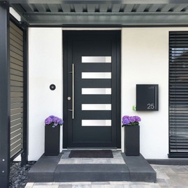 MOCAVI Ring 120 Designer Doorbell Anthracite Round D 8 cm – Surface Mounted Bell Stainless Steel – Bell Dark Grey – Doorbell Plate Grey Matt Rustproof Corrosion Resistant – Easy Assembly – Modern RAL