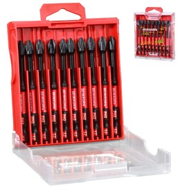 Geinxurn Impact Tough 3 in. #2 Phillips Screwdriver Bits Set,10 Pack Magnetic D2 Steel Long Cross PH2 Power Driver Bits with Storage M-Box