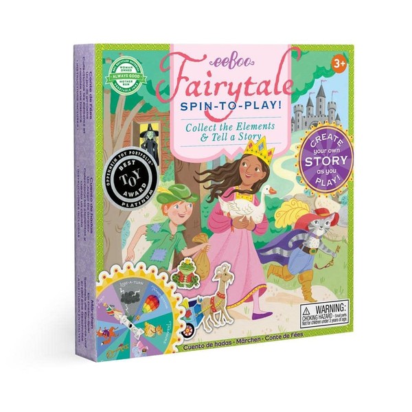 eeBoo: Fairytale Spinner, Collect the Elements & Tell a Story, Create Your Own Story as you Play, For 2 to 4 Players, For Ages 5 and up