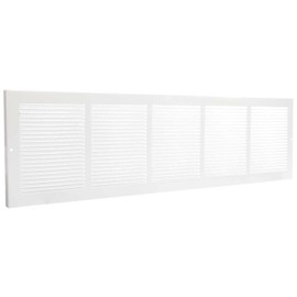 White Baseboard Return Grill with 7/8" Turn Back (30" x 8" Duct Opening/ 31.25" x 9.25" Overall)