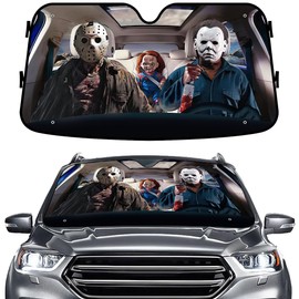 GENANY Horror Movie Character Windshield Sun Shade for Car SUV Truck (64x32 inches), Sun Shade Windshield, Shades for Front Windows, Sunshade for Car Windshield, Protector Blocks UV