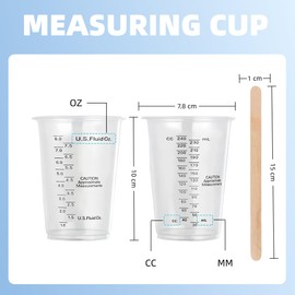 Epoxy Resin Mixing Cups,Paint Mixing Cups,Measuring Cups for Resin,50pcs 240ml/8oz Graduated Cup with 50pcs Wooden Stirring Sticks,Perfect for Mixing and Measuring Paint, Resin, Epoxy
