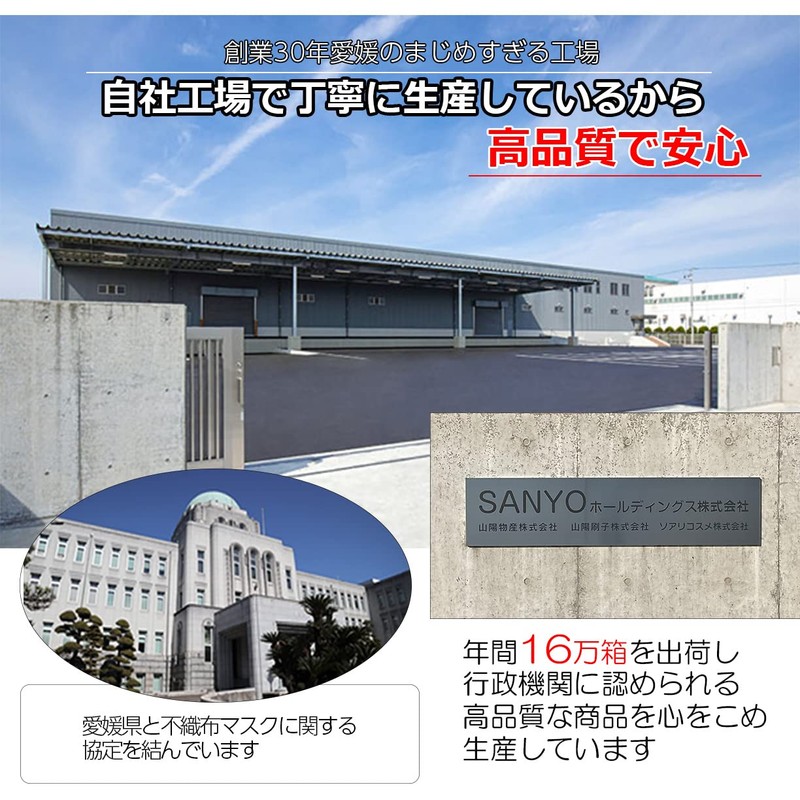 Sanyo Bussan Mikan Non-woven Mask, 10 Sheets x 3 Bags,