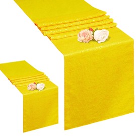 AMZLOKAE Yellow Sequin Table Runner 2-Pack | 12x108 Inch Sparkling Yellow Table Runners Glitter Tablecloth for Weddings, Baby Shower,Holiday Dining Table Decor