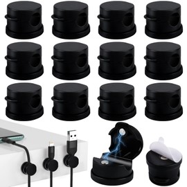 MINISOISO Kabelhalter, 12 Stück Kabelclips, Magnetische Kabel Organizer, Kabelhalter Schreibtisch, Selbstklebend Kabelorganizer für Schreibtisch, Nachttisch, Netzkabel, HDMI, Ladekabel