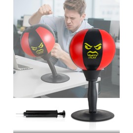 Desktop Punching Bag with Double Suction Cup Base for Stress Relief–Upgraded Spring & Durable Tabletop Boxing Ball for Office or Home, Makes a Fun and Unique Gift for Coworkers, Friends, and Children