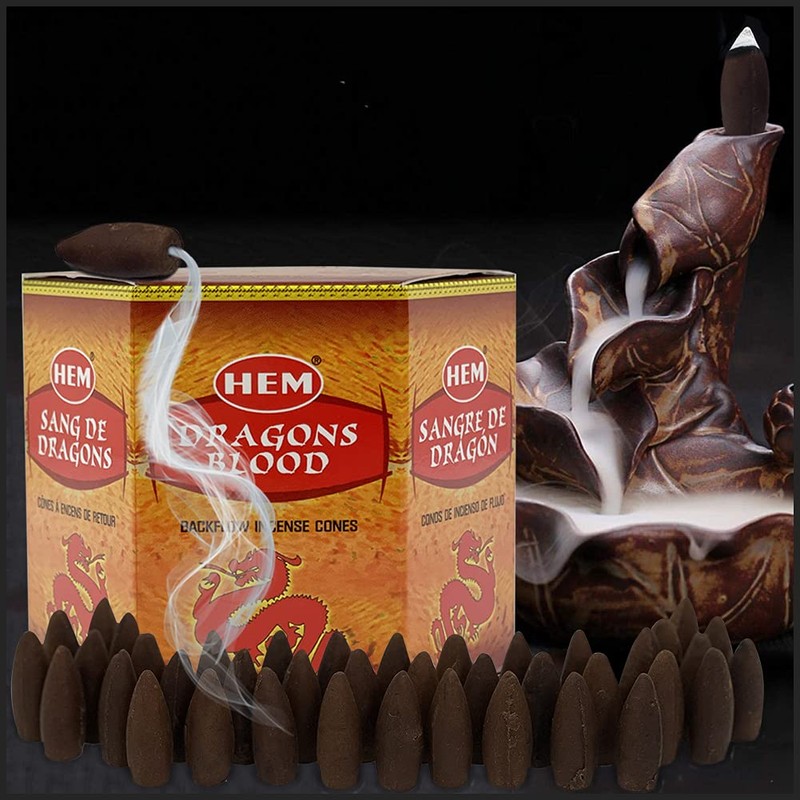 Dragons Blood Hem Backflow Incense Cones for Waterfall Aromatic Smoke