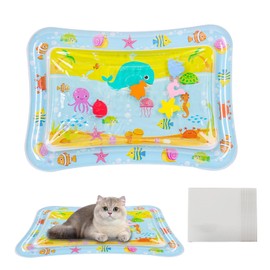 BSITSSS Water Sensory Mat Cat for Pets + 10 Pcs Airbed Repair Kit, Water Sensor Play Mat for Cats Dogs, Thickened Sensory Waters Play Matfor Cats, Cool SensoryWater Matfor Cat