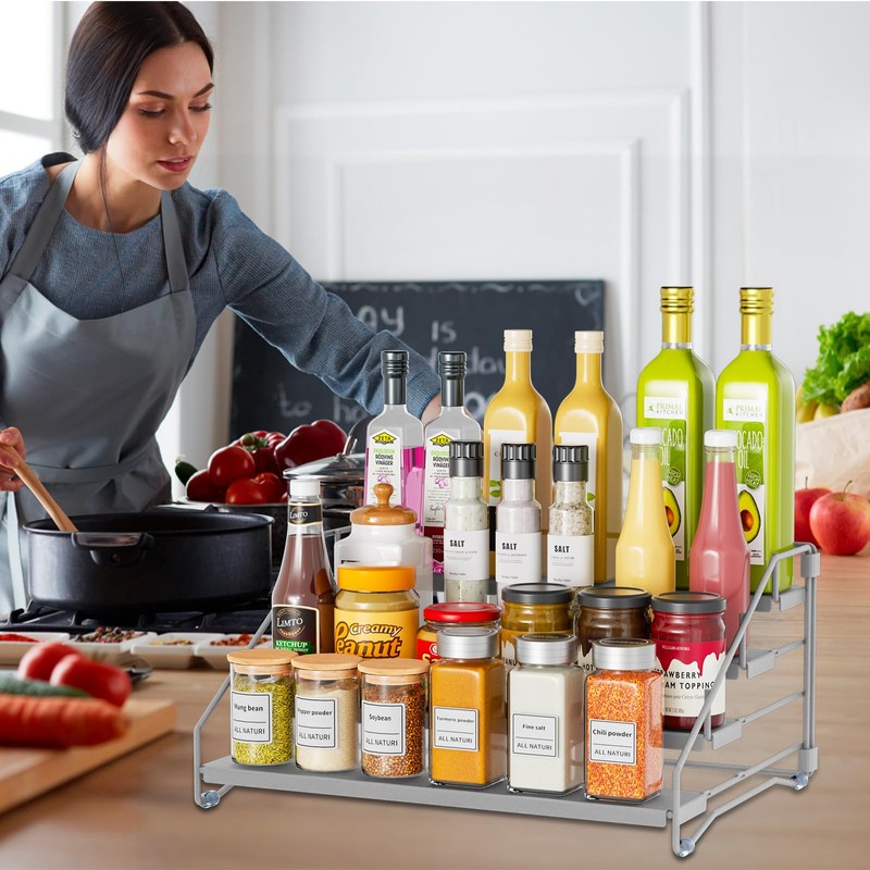 RCHYFEED 4 Tier Spice Rack Organizer, Spice Organization for Cabinet,Pantry,