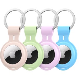 4 Pack Air Tracker Tags Holder Case Keychain Car Accessories Thick Protective Case for Apple GPS Tracker Ultra Thin Tag Finders with Silicone Soft Keyring for Pet Tracking Wallet Key Luggage Bag Kids