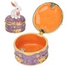 Rabbit Trinket Box Vintage Metal Enamel Antique Floral Engraving Pattern
