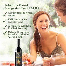 M.G. PAPPAS High Polyphenol Rich Blood Orange-Infused Olive Oil Extra Virgin - Over 500mg/kg - Cold Pressed & Unfiltered - High Hydroxytyrosol Greek Olive Oil Award Winning - 12.7 Oz