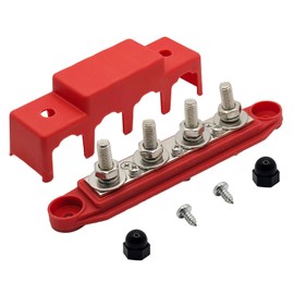 Yilceemy M8 Power Distribution Block with 4 Bolts, Bus Bar Distribution Block, Suitable for 12V-48V Cars, Ships, Solar Energy Systems