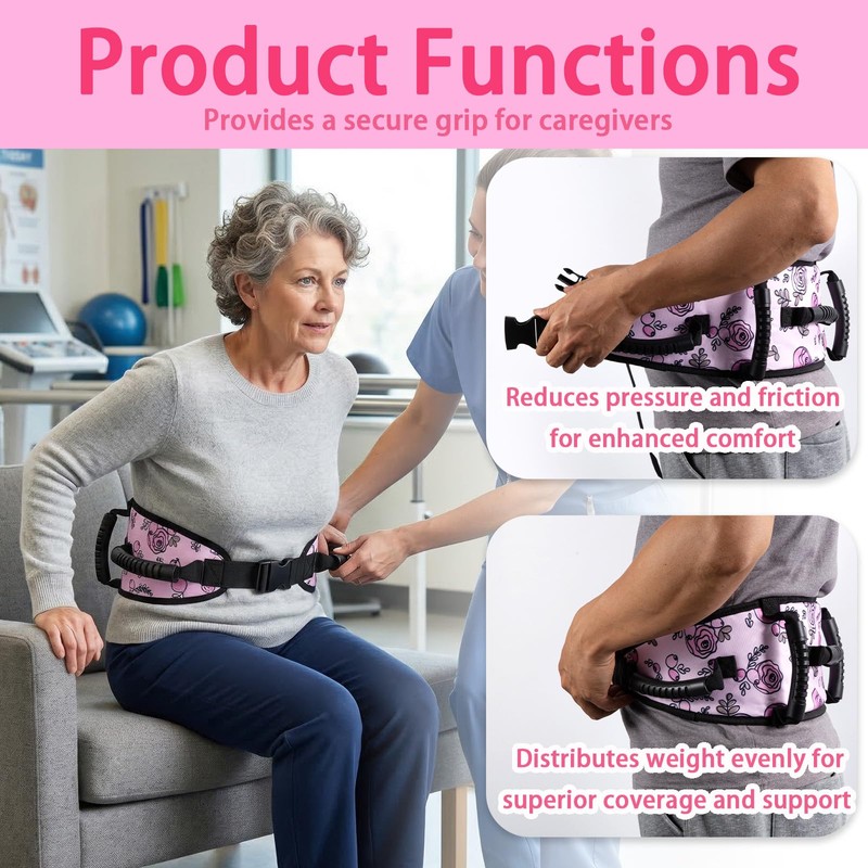 Gait Belt Transfer Belt for Seniors, 1680D Polyester Gate Belt