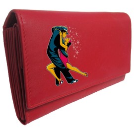 Klassek Tango Dancers Womans Red Purse Strictly Brand Image on Real Animal Leather Ballroom Dancing Accessory Gift