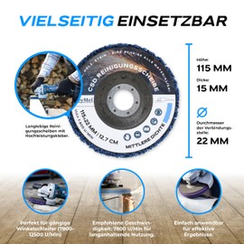 MeyMel® Pack of 5 Premium CSD 115 mm 3 Purple & 2 Blue Shatterproof Coarse Cleaning Disc for Angle Grinder 115 mm Rust Remover for Flex Wood Metal Stone Concrete Fabric Disc Cleaning Fleece