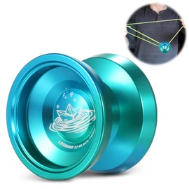 AAGWW Trick Yo-Yo Competition Suitable for Beginners High Precision Bearing Ball Bearing Professional Level Aluminum Alloy (Design: Black Pearl Series - Blue Green)