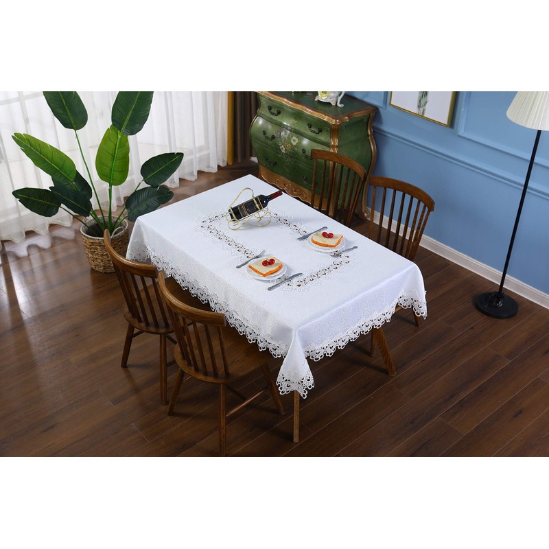 Inmerget Elegant White Lace Small Coffee Table Tablecloth for Wedding