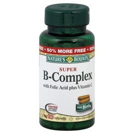 Nb Super B Complx &C Size 100ct Natures Bounty Super B-Complex W/ Folic Acid Plus Vitamin C Tablets 100 Ct