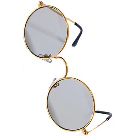 [ブリスレザー] ゴールド×ライトスモーク 丸メガネ 丸眼鏡 伊達 メガネ 丸型 丸み ラウンド型 フルリム 縁あり メンズ レディース グラサン サングラス 度なし 色付き 透明 クリア 四角 ラウンド クロブチ 黒ぶち 黒縁 眼鏡 軽い 軽量 だてめがね 目にやさしい 小さめ 大きめ レンズ ズレにくい メタル フレーム 細い 小顔効果 10705-100-183