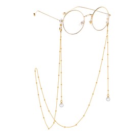 EPIRORA Glasses Chain for Women Men - Sunglasses Strap Mask Holder Lanyard, Anti-lost String for Glasses Retainer (Gold-pearl)