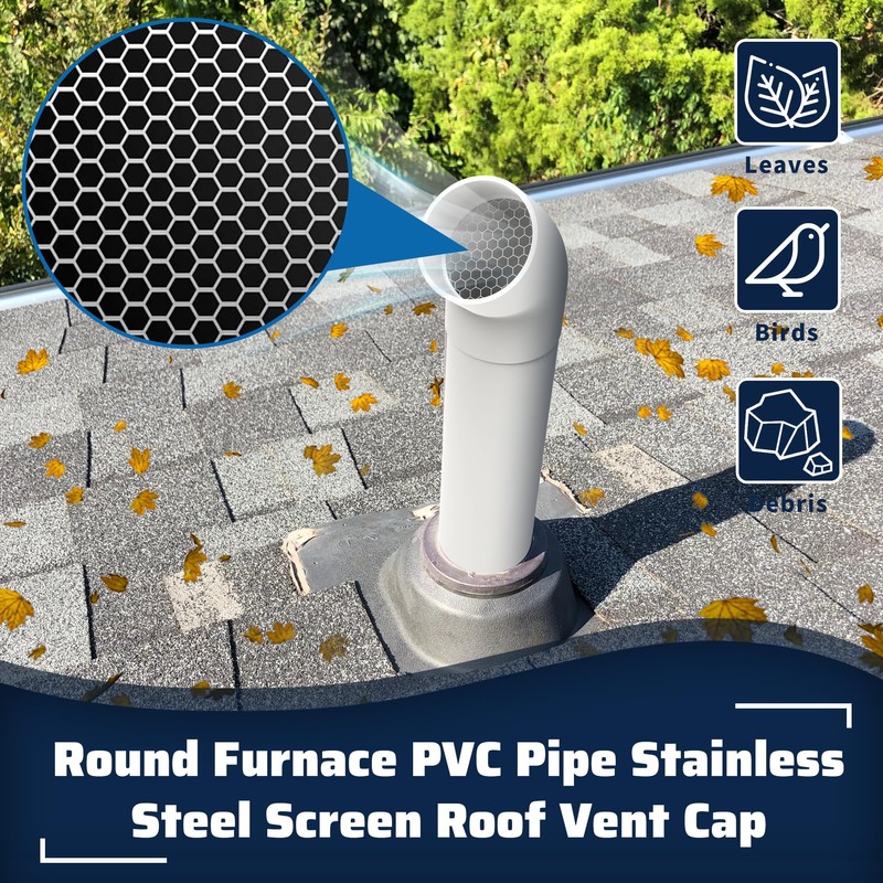 Pearwow PVC Vent Termination Cap, 1 Pcs Roof Vent Cap