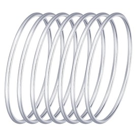 Castillna Thin Round Silver Bangle Bracelets for Women Christmas Birthday Gifts, 8.4 inches