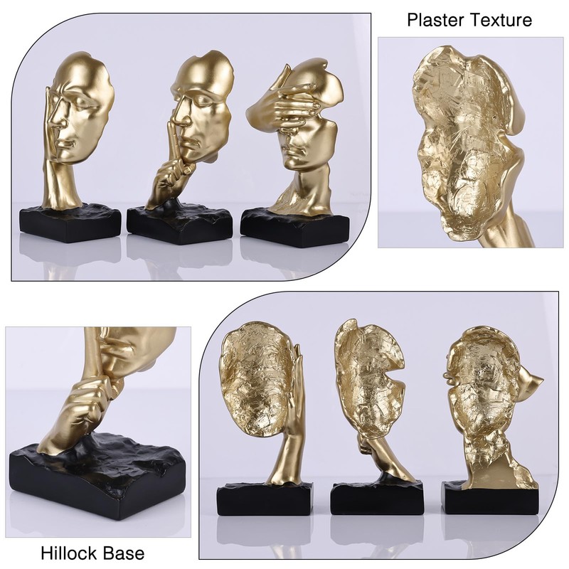XIAOMAGG Thinker Statue Set of 3 See No Evil Hear