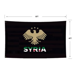New Syria Syrian Emblem Flag 4X6FT, National Flags, Double Side Printed, Men Women Banner,Vibrant Colors, Double Stitched with 2 Brass Grommets, Bar Garden Street Decoration, GYM, Office Decor,Indoor Outdoor Use,Gifts. (Emblem, 4x6ft)
