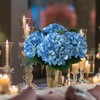 YalzoneMet 4Pcs Blue Silk Hydrangea Artificial Flower Lifelike Big Blooms