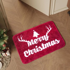 BOANKODU Christmas Bathroom Rugs Christmas Decorations Bathroom Super Soft Bath mat, Microfiber Bathroom Carpet, Non-Slip Bathroom mat Washable Bath Rug (16x24 inches)