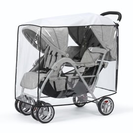 Double Stroller Rain Cover, Universal Double Stroller Rain Cover Front Back, Extended Weather Shield for All-Weather Protection from Snow, Wind, Dust