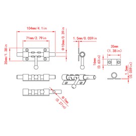 4in Sliding Bolt Gate Latch Keyless Entry Door Lock，Door Security Metal Lock Heavy Duty Slide Latches Outdoor Doors Latches with Padlock Hole Hardware for Wooden Fences Barn Doors (black-1PCS-4in)