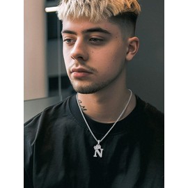 Richsteel Crown Letter M Pendant Necklace - 22"+5cm Stainless Steel Chain, Personalized Father Jewelry,Gift for Christmas