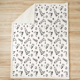 Western Cowboy Kids Throw Blanket,Horseshoe Cowboy Boots Vintage Bed Blanket for Girls Boys Adults,Western Texas Star Tribal Fleece Blanket,Simple Chic Fuzzy Blanket,Throw Size (50 x 60 Inches)