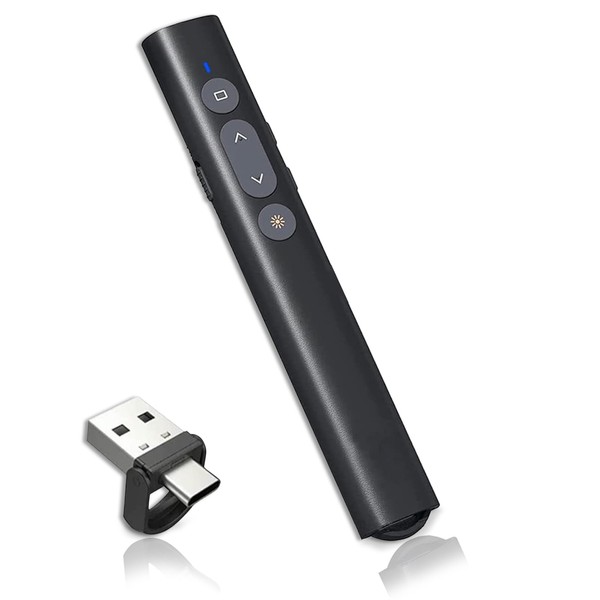 USB-C/A 2 En 1 Presentador Inalámbrico para Diapositivas, 2.4GHz, Plug