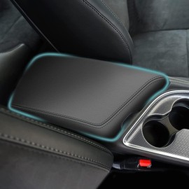 AOMSAZTO Console Armrest Covers for 2014-2023 2024-2026 Dodge Challenger Interior Accessories for Dodge Challenger Black with Black Stiches
