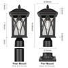 Treekee Solar Post Light Outdoor, Rustic Black Pier Mount Lantern