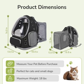 Gixdix Cat Backpack Carrier for Large Cats, Expandable Cat Bubble Backpack, Dog Carriers for Small Medium Dogs, Airline Approved Pet Carrier for Travel Hiking Outdoor(Black)