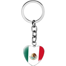 Llavero De La Bandera De México De La Moda Bandera Nacional Creativa Corazón Encanto De Cristal Llavero Para Hombres Mujeres Llavero Joyería De Cumpleaños Accesorios De Regalo